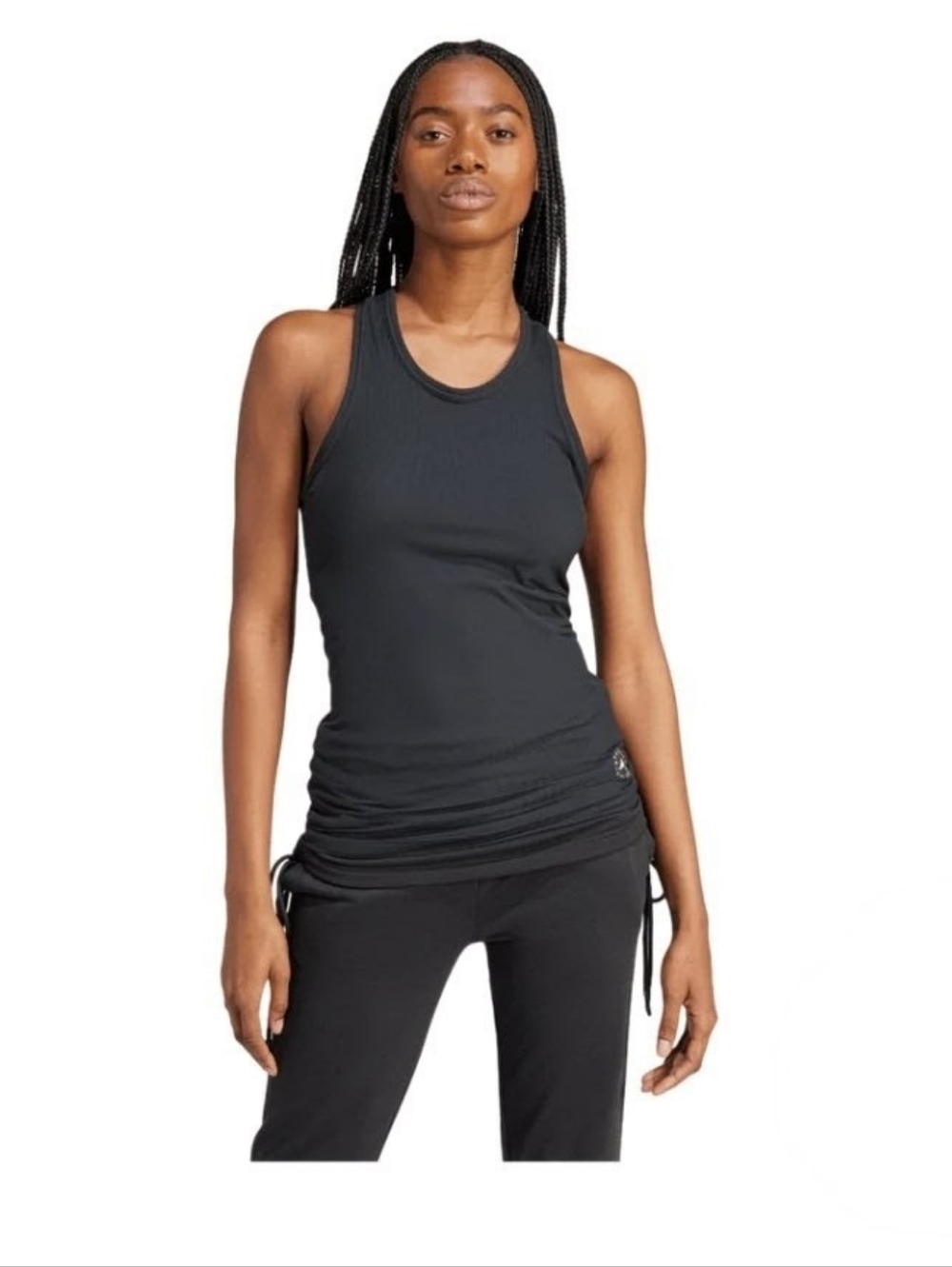Adidas Womens Large Stella McCartney Ribbed Black Racerback Tank Top IN3625